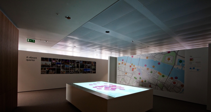 Downward firing projector designed to show maps for prospective residents of The Shard