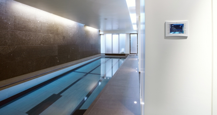 Swimming Pool with white Crestron TPS-6L